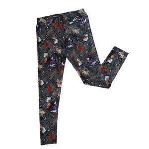 Puppy Halloween Leggings Dogs In Costumes Gray Purple Leggings Size Medium